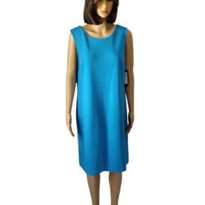 Worthington Dress Blue Stretch Sleeveless Knee Length Shift Large NWT